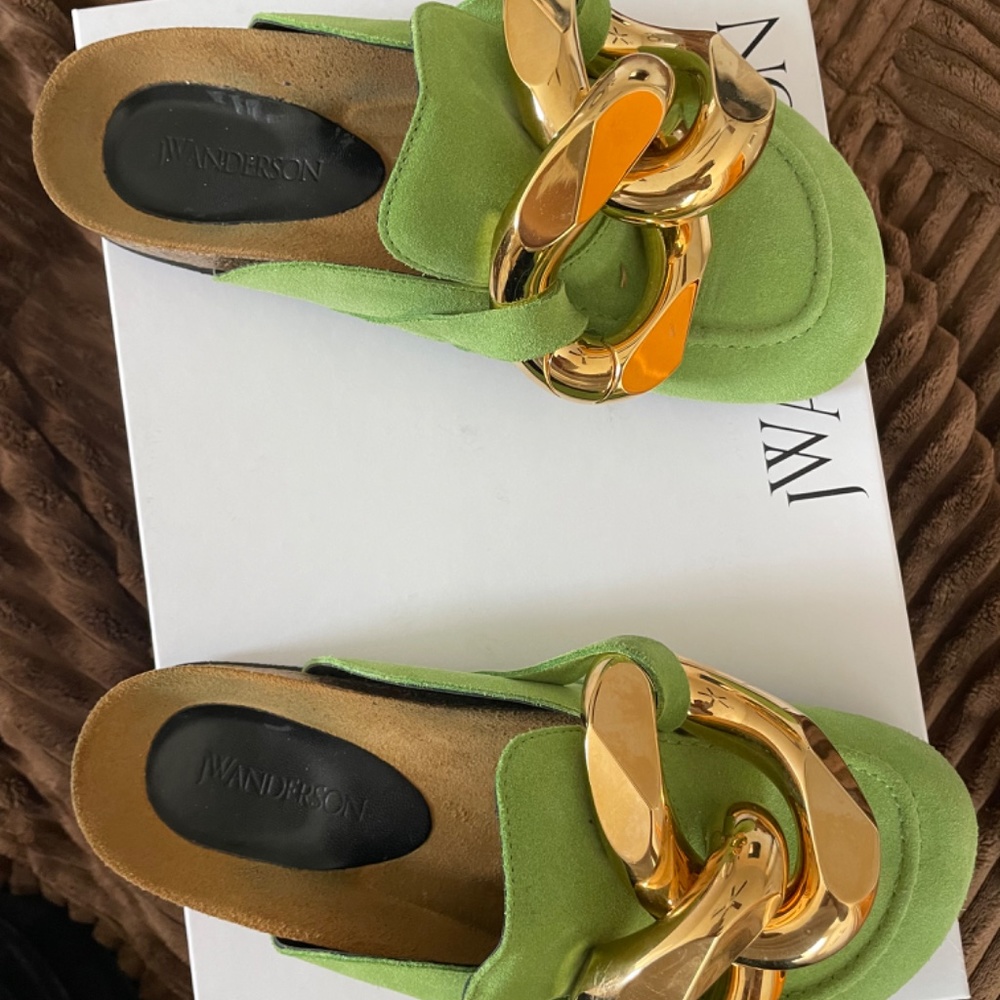 JW ANDERSON Suede Green Chain Loafer Size 8 - Picture 2 of 8